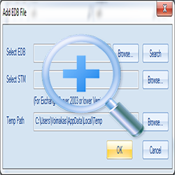 In this dialog you can select EDB file using “Browse…” button or using “Search” button.